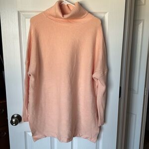 Peach turtleneck tunic sweater - L